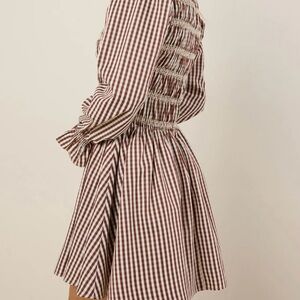 Elegant Brown Checkered Women's Casual Dress